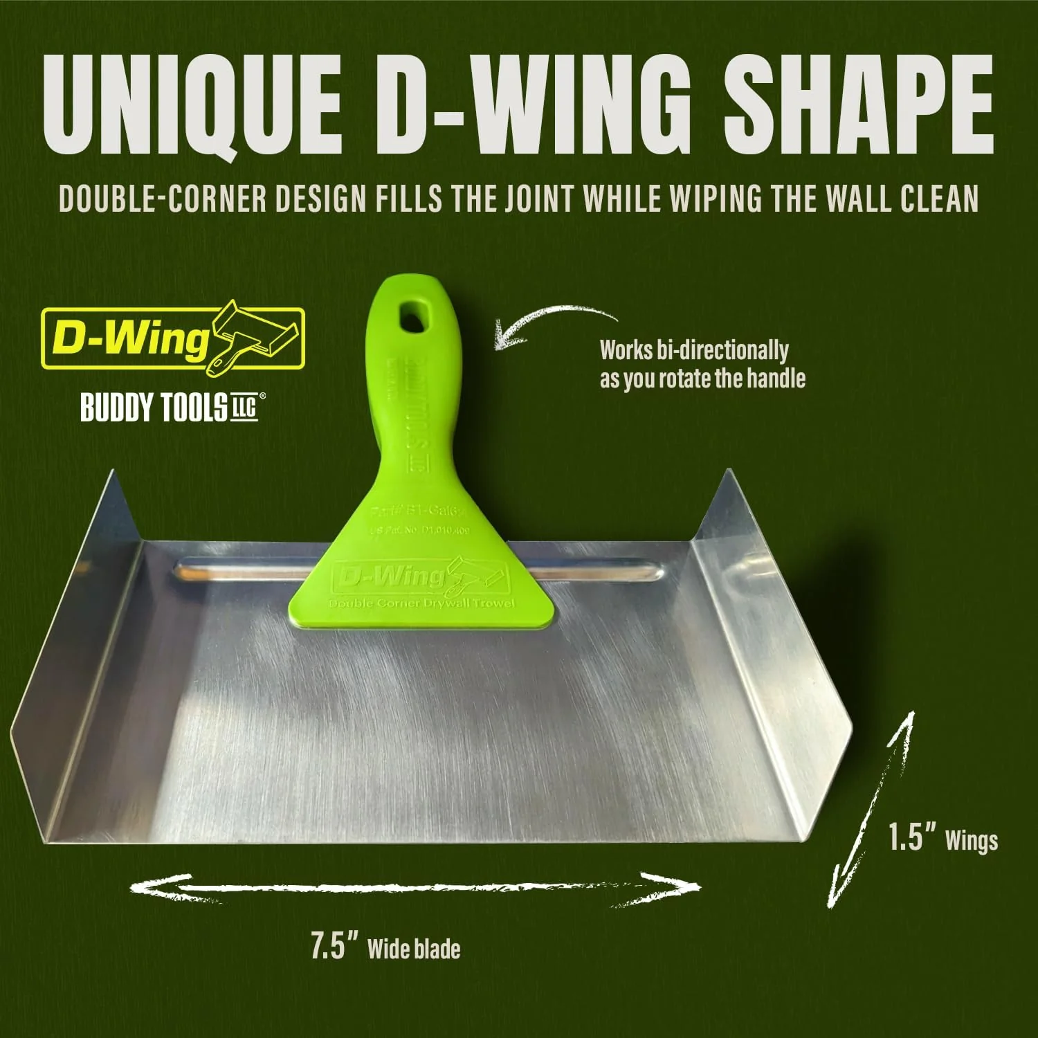 Buddy Tools D-Wing Corner Trowel – 7.5” - Image 3