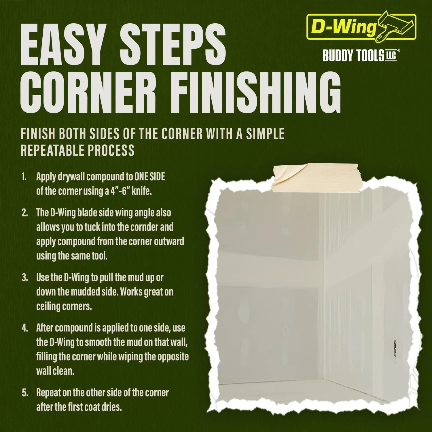 Buddy Tools D-Wing Corner Trowel – 7.5” - Image 6