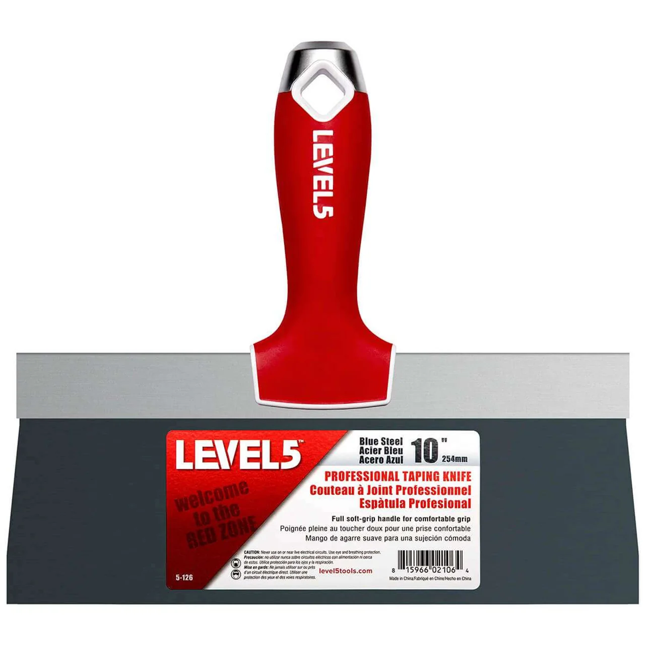 Level 5 Blue Steel Taping Knife with Soft Grip Handle