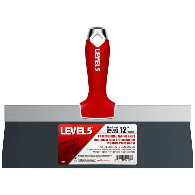 Level 5 Blue Steel Taping Knife with Soft Grip Handle - Image 3