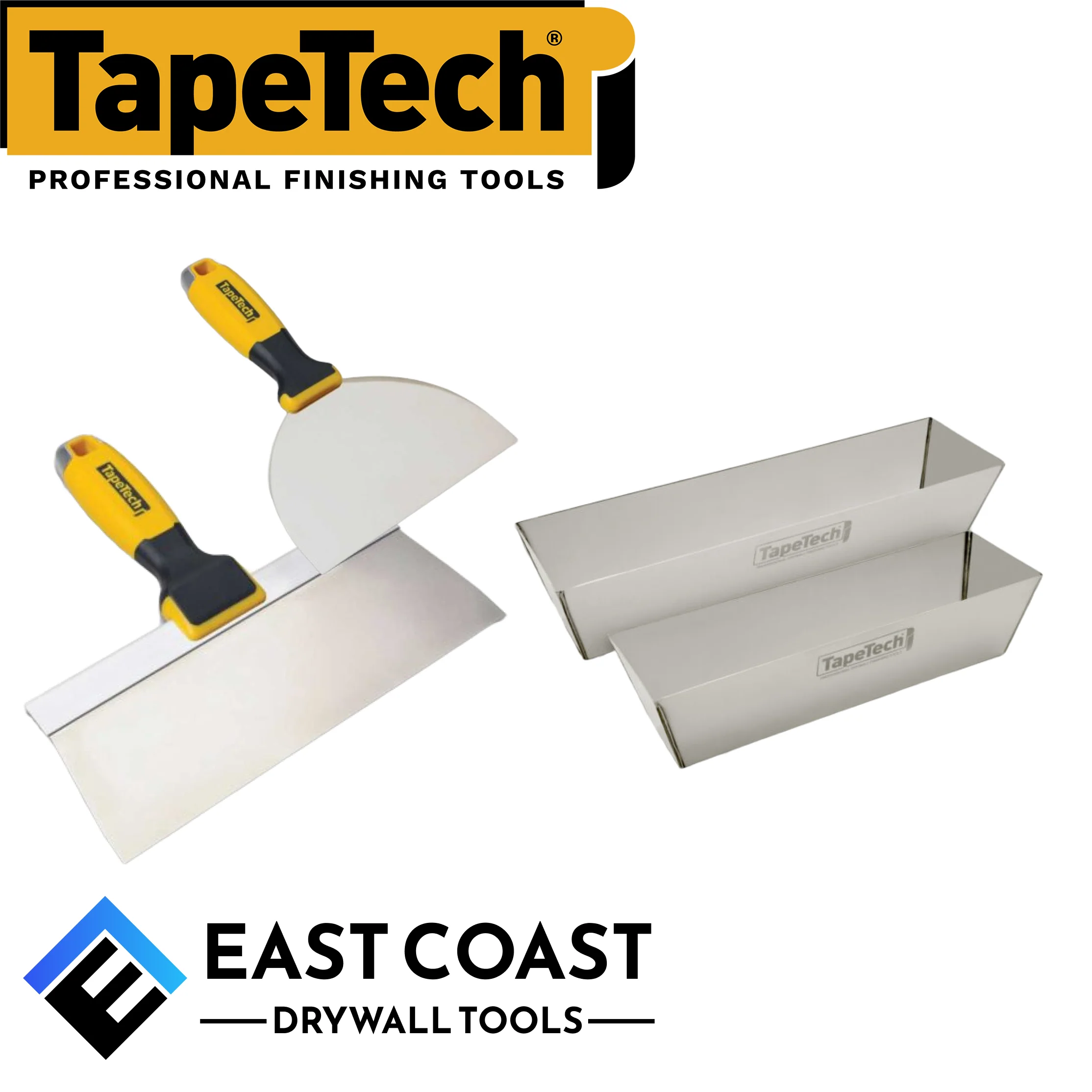Stainless Steel Knife & Dual Mud Pan Drywall Taping Set Tapetech - Image 5